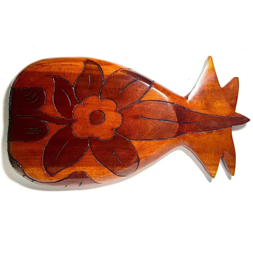 Vintage Hand-Carved Haitian Wooden Serving Platter – Rustic Folk Art Tray